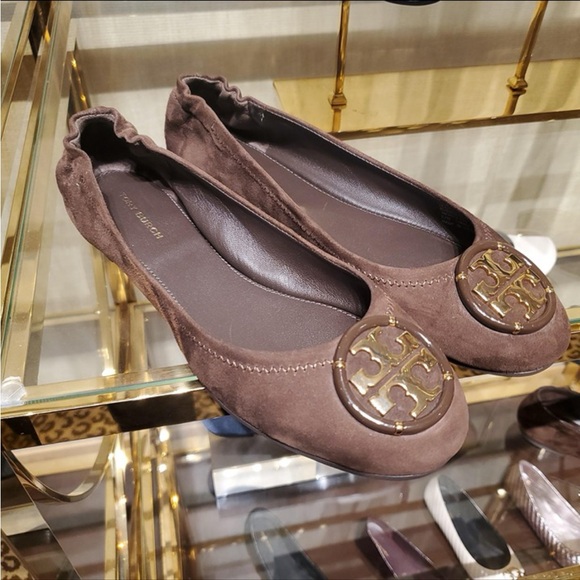 Tory Burch Multi Logo Nappa Leather Flat Ballet Shoes